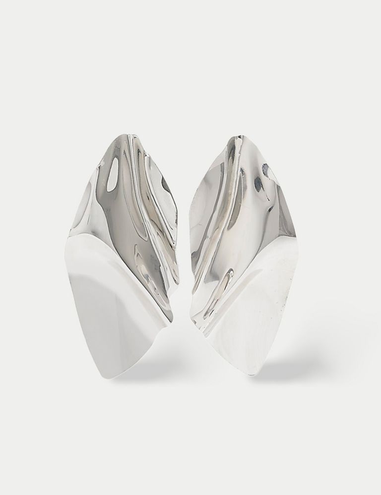Silver Tone Folded Drop Earrings 2 of 4