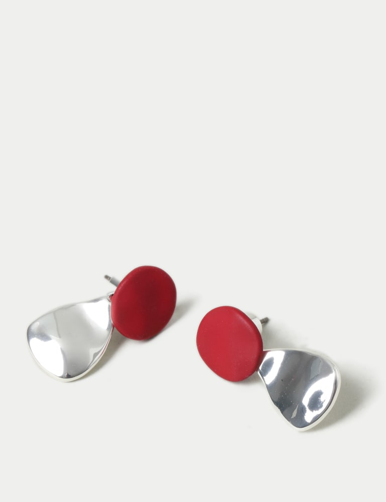 Silver Tone Powdercoat Drop Earrings M S Collection M S