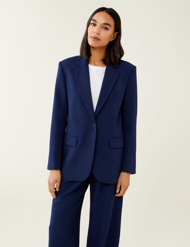 Blue Two Piece Linen Suit. Women Wedding Guest Suit. Single Breasted Blazer  Lapel Long Sleeves Pantsuit. Cotton Blazer and Trousers Set 