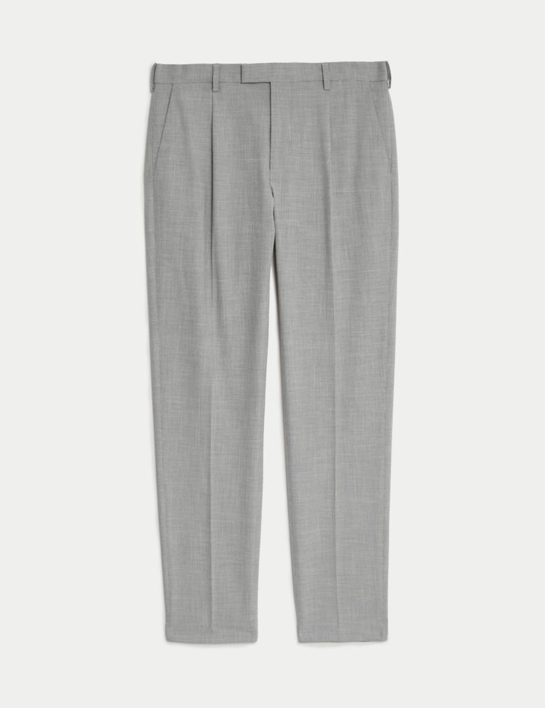 Single Pleat Active Waist Textured Trousers 10 of 10