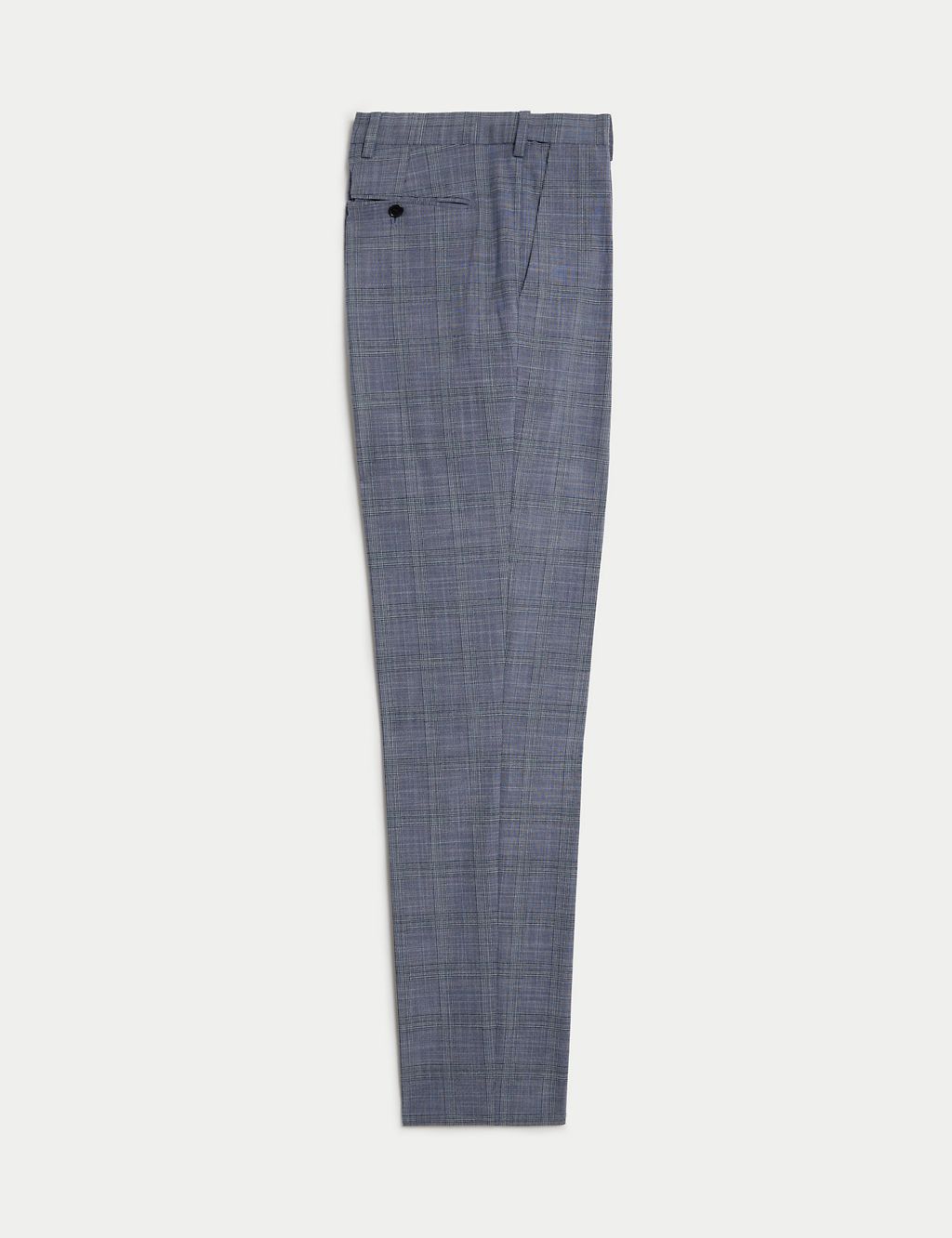 Single Pleat Checked Stretch Trousers 1 of 9