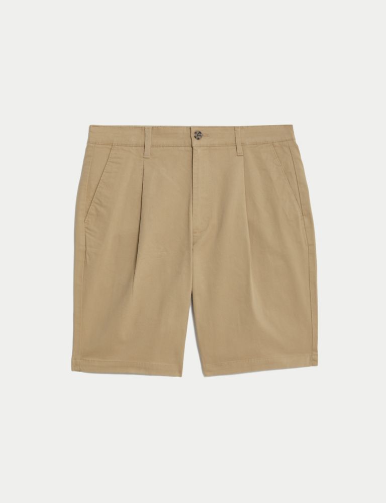 Single Pleat Stretch Chino Shorts | M&S Collection | M&S