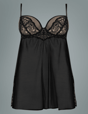 Siren Lace Plunge Babydoll A-D & Thong Set ONLINE ONLY, Autograph