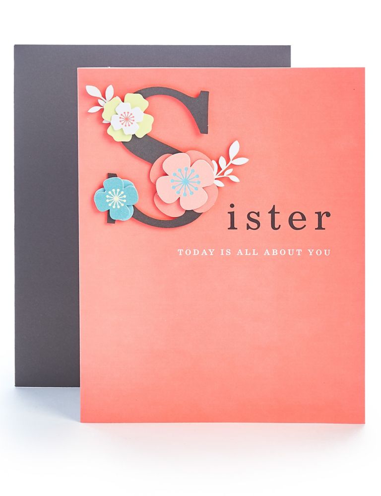 Sister Contemporary Floral Birthday Card 1 of 3