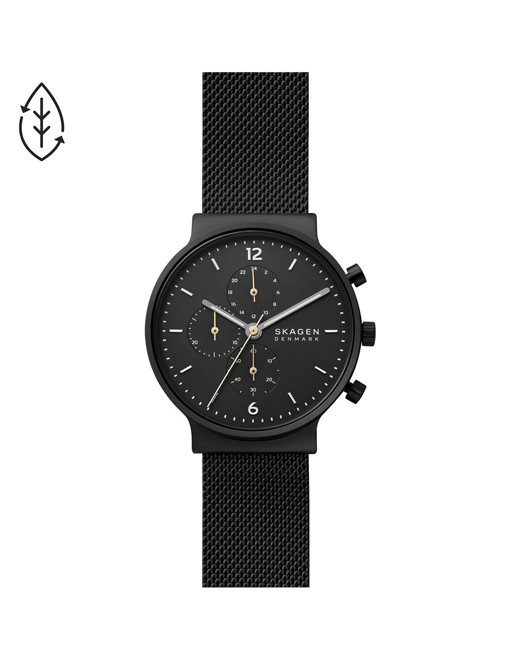 Skagen Anchor Chronograph Black Stainless Steel Watch 3 of 7