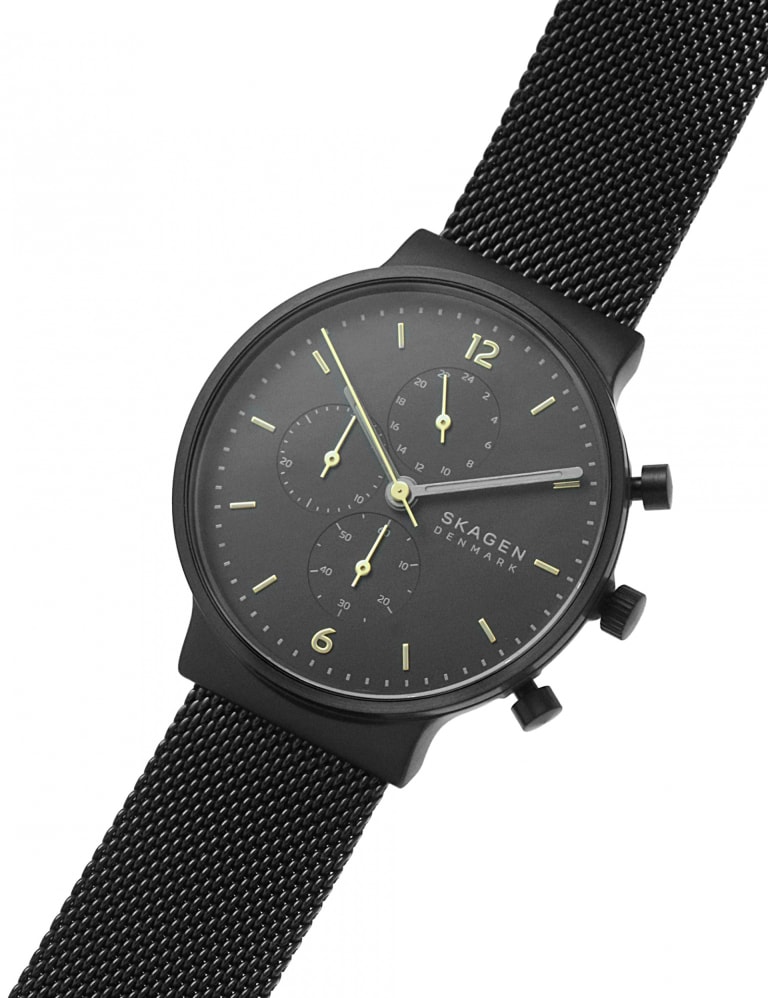 Skagen Anchor Chronograph Black Stainless Steel Watch Skagen M S