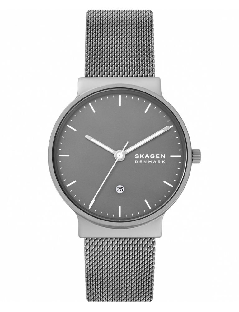 Skagen Anchor Grey Stainless Steel Bracelet Quartz Watch 1 of 7