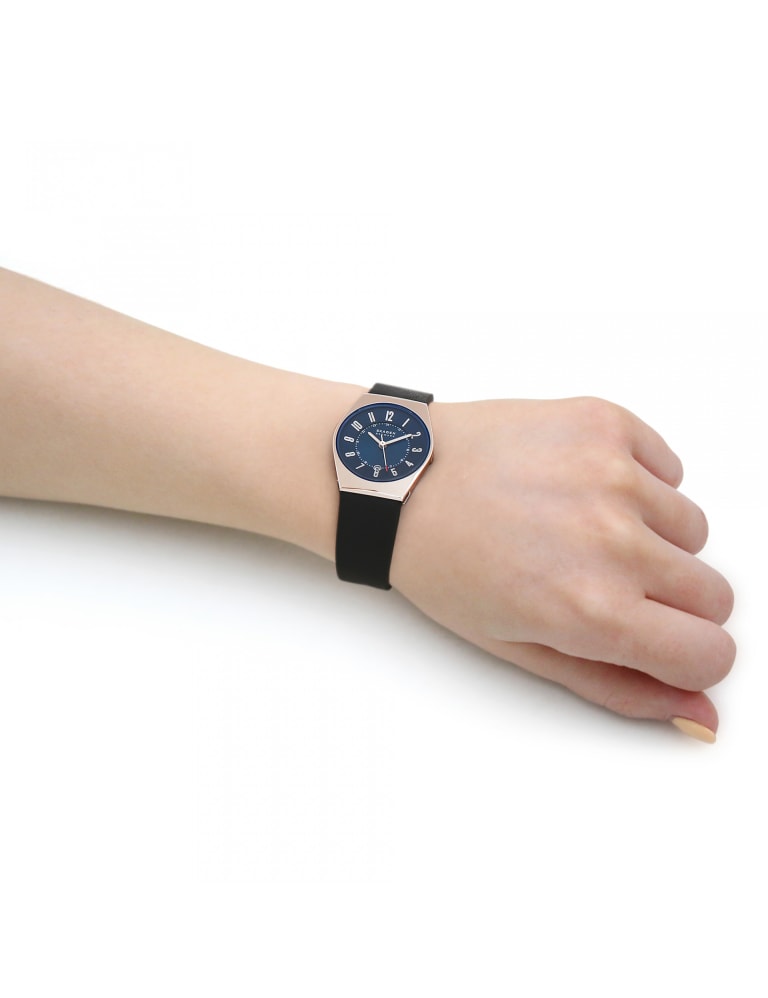 Grenen black sale leather watch