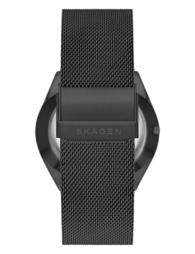 Skagen Grenen Black Stainless Steel Bracelet Solar Powered Watch 2 of 3