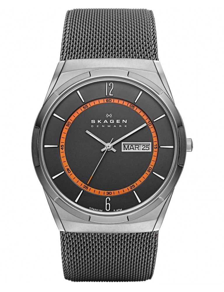 Skagen Melbye Grey Chainmail Bracelet Quartz Watch 1 of 5