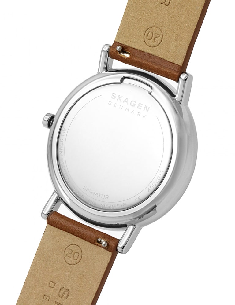 Skagen signatur slim discount blue leather watch