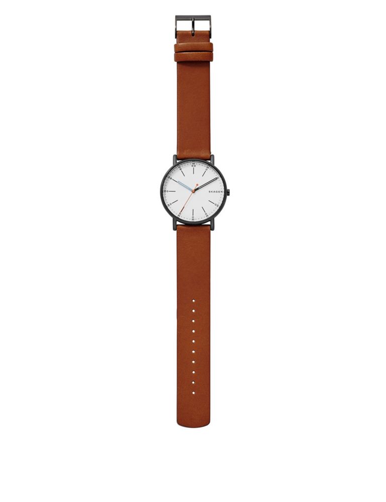 Skagen Signatur Classic Brown Leather Watch 2 of 3