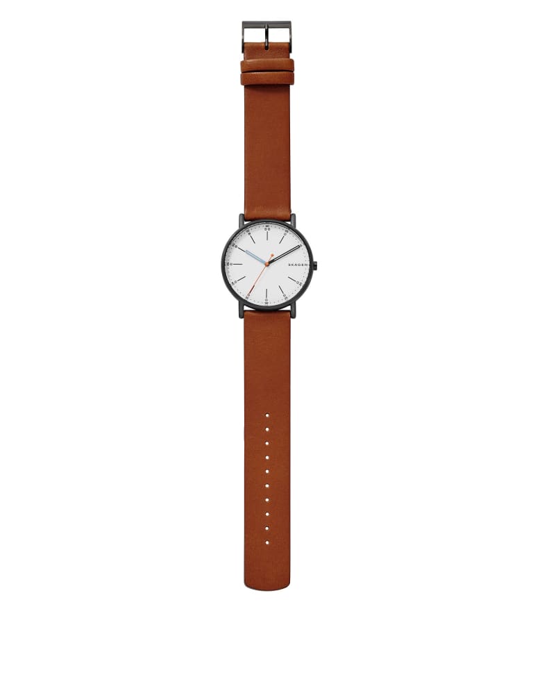 Leather skagen watches men discount
