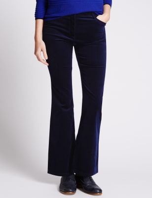 velvet bootleg trousers
