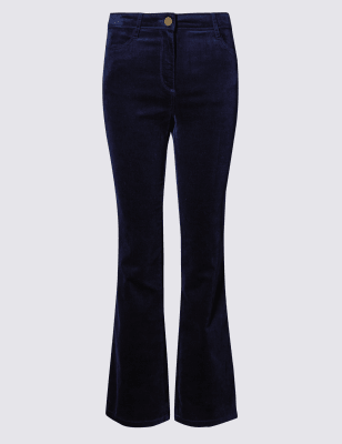 velvet bootleg trousers