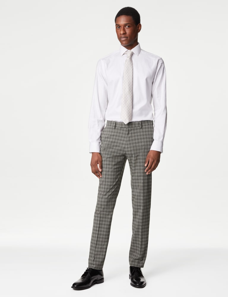 Skinny grey check trousers hotsell
