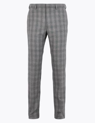 skinny stretch check trousers
