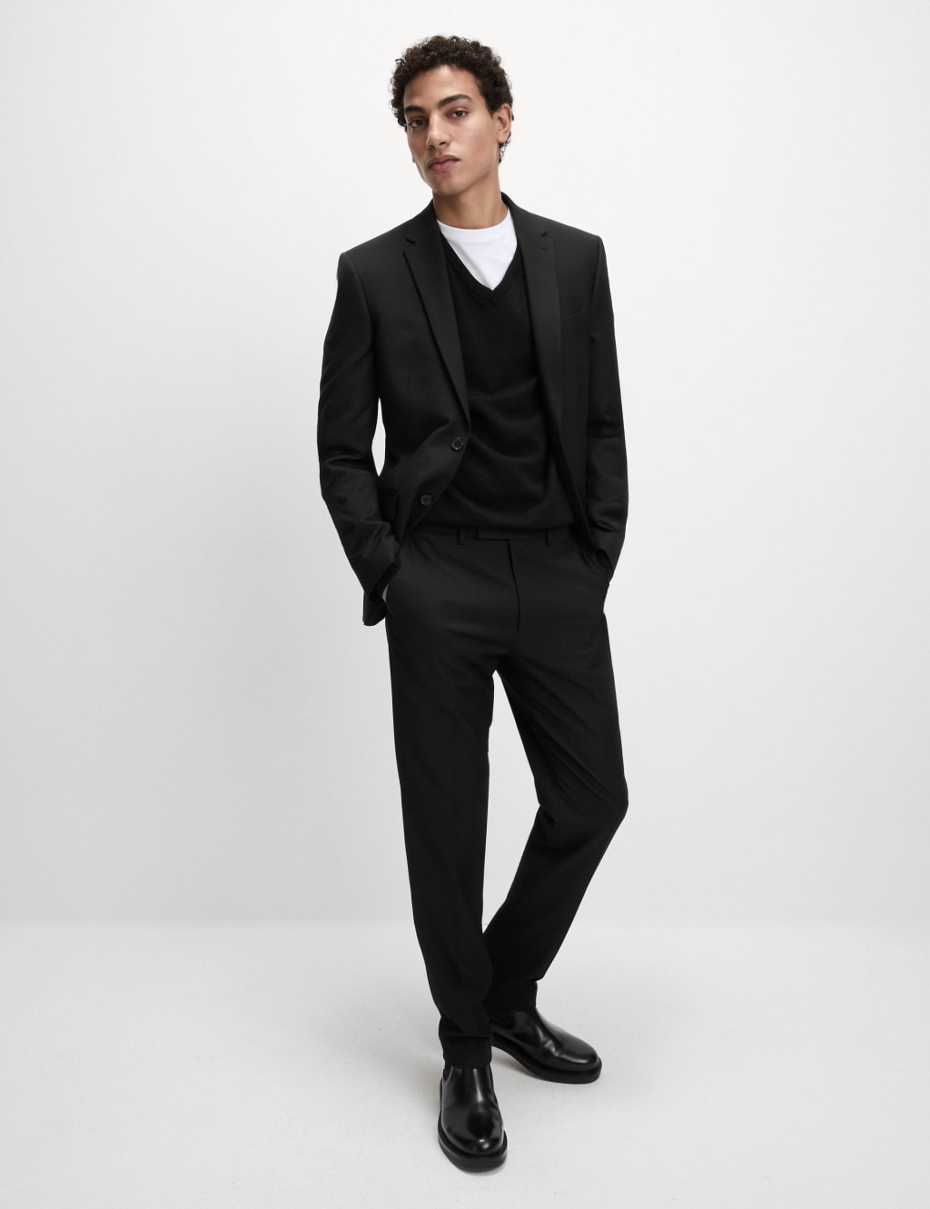 Mens slim fit black suit jacket top