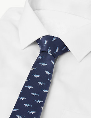 Skinny Shark Print Tie Image 2 of 3