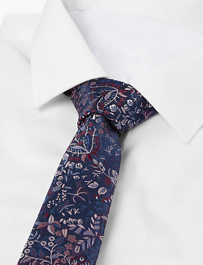 Skinny Woven Floral Tie Image 2 of 3