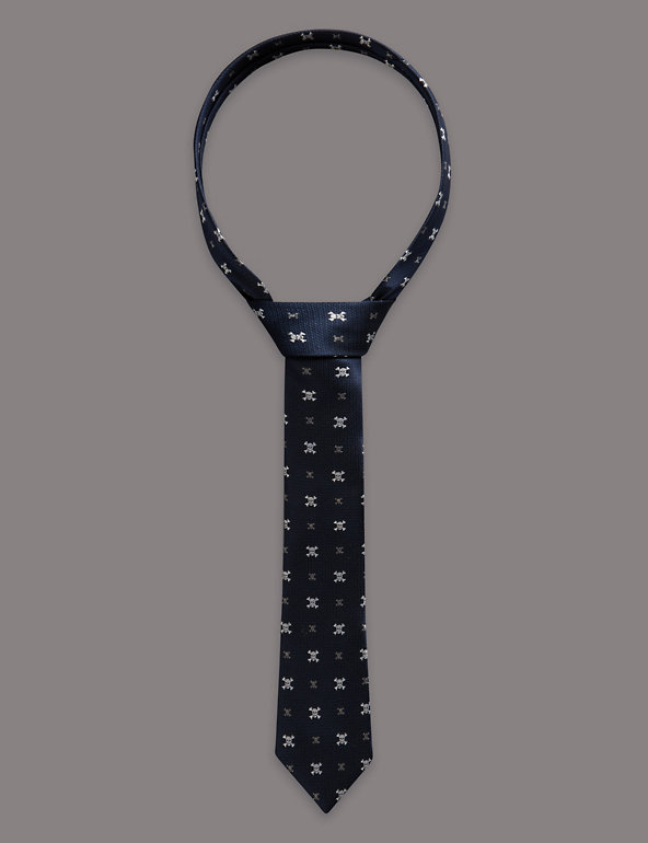 Skull Embroidered Tie (5-14 Years) Image 1 of 2