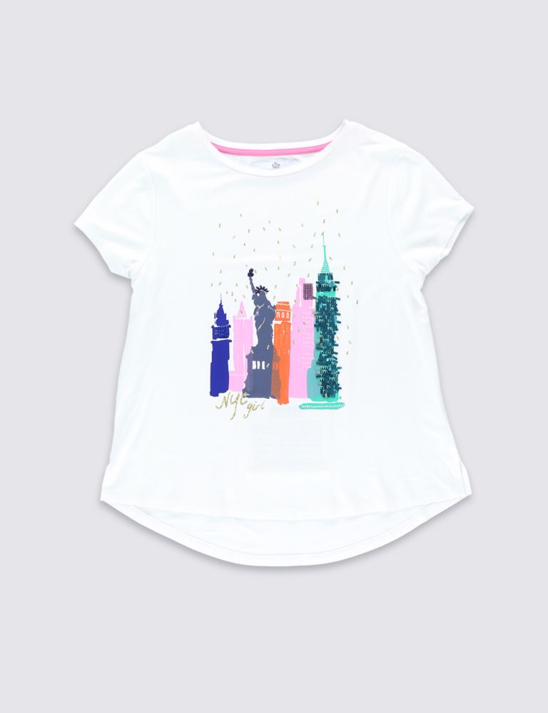 Skyscraper Print Embellished T-Shirt (5-14 Years) 2 of 6