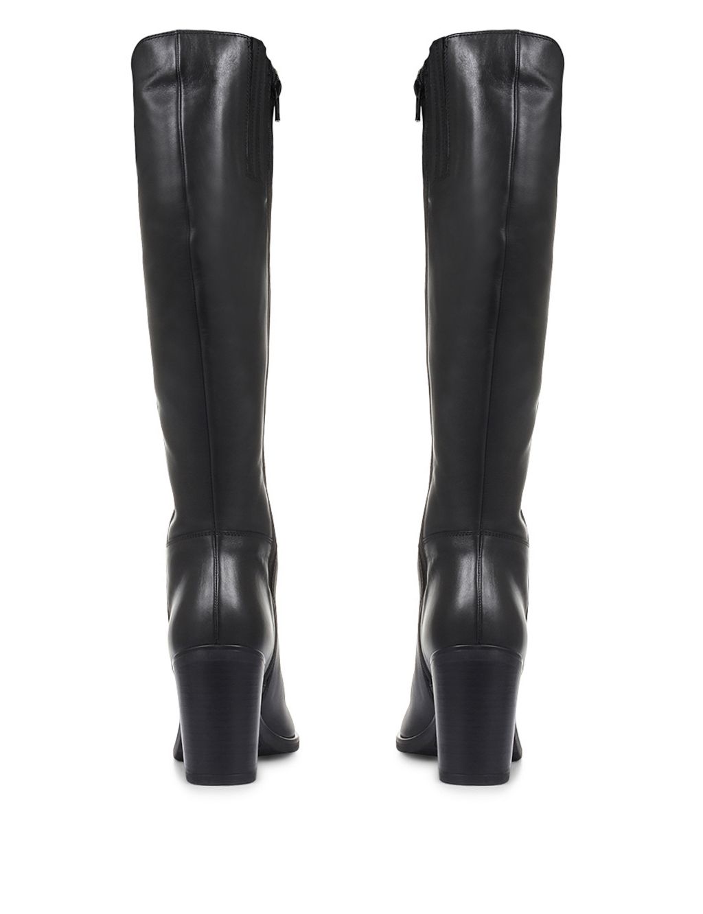Slim Calf Leather Block Heel Pointed Knee High Boots 7 of 7