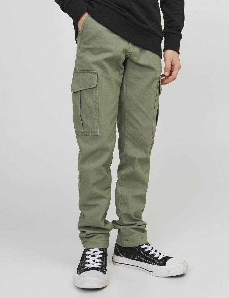 Slim Cotton Rich Cargo Trousers (8-16 Yrs) 1 of 7