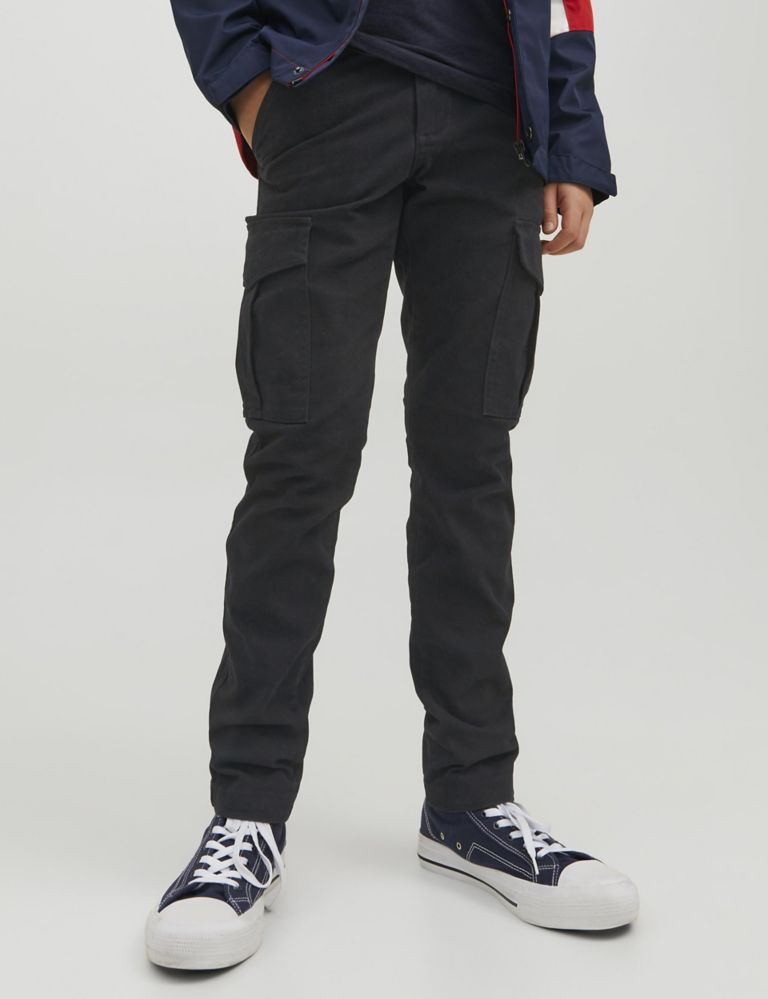 Slim Cotton Rich Cargo Trousers (8-16 Yrs) 1 of 8