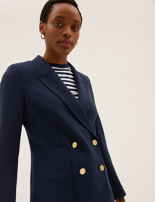 M&S Autograph Navy Double-Breasted Blazer Jacket 