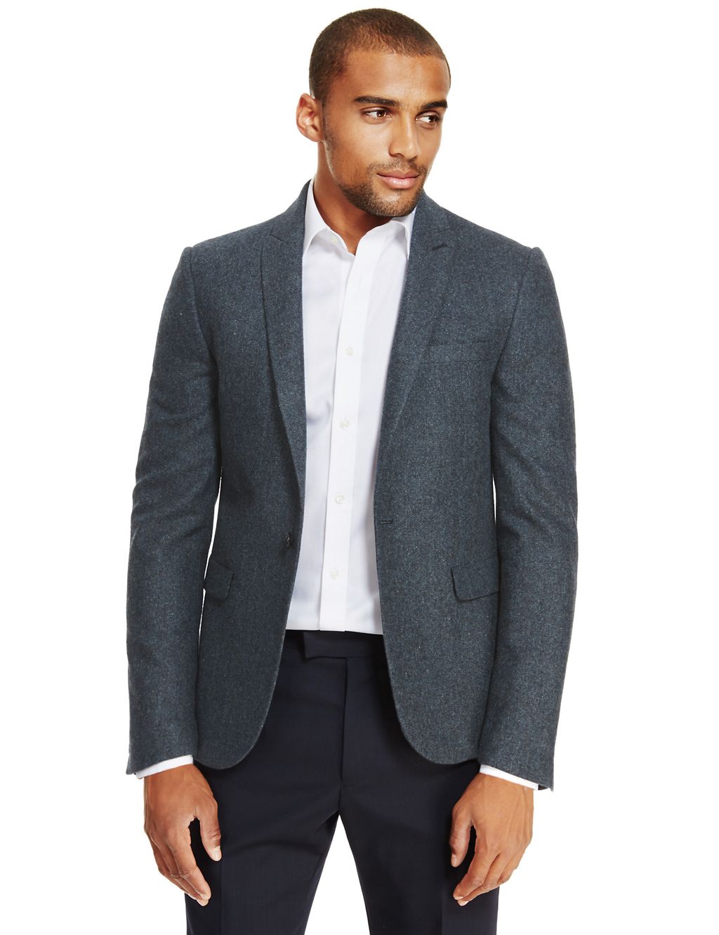 Slim Fit 1 Button Textured Jacket with Wool 3 of 8