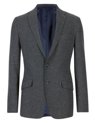 Slim Fit 2 Button Herringbone Jacket with Wool | M&S Collection | M&S