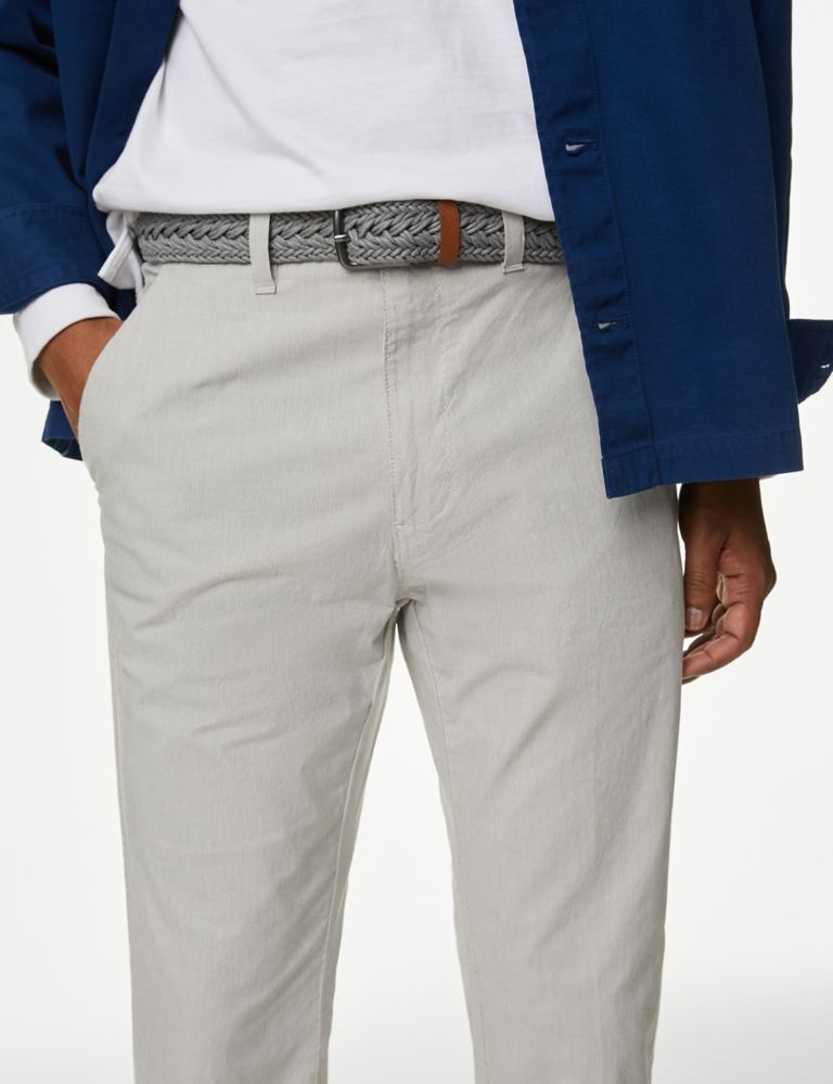 Slim Fit Belted Textured Stretch Chinos 5 of 7