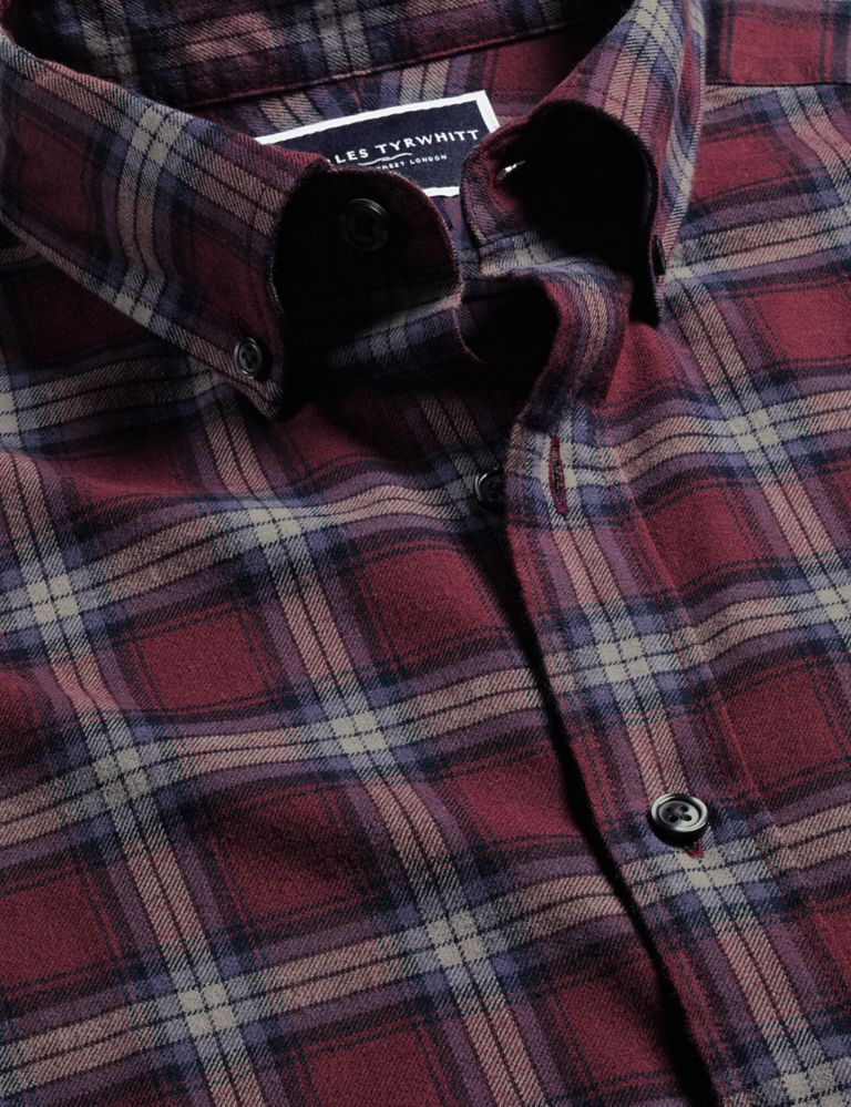 Slim Fit Brushed Cotton Check Flannel Shirt 6 of 7