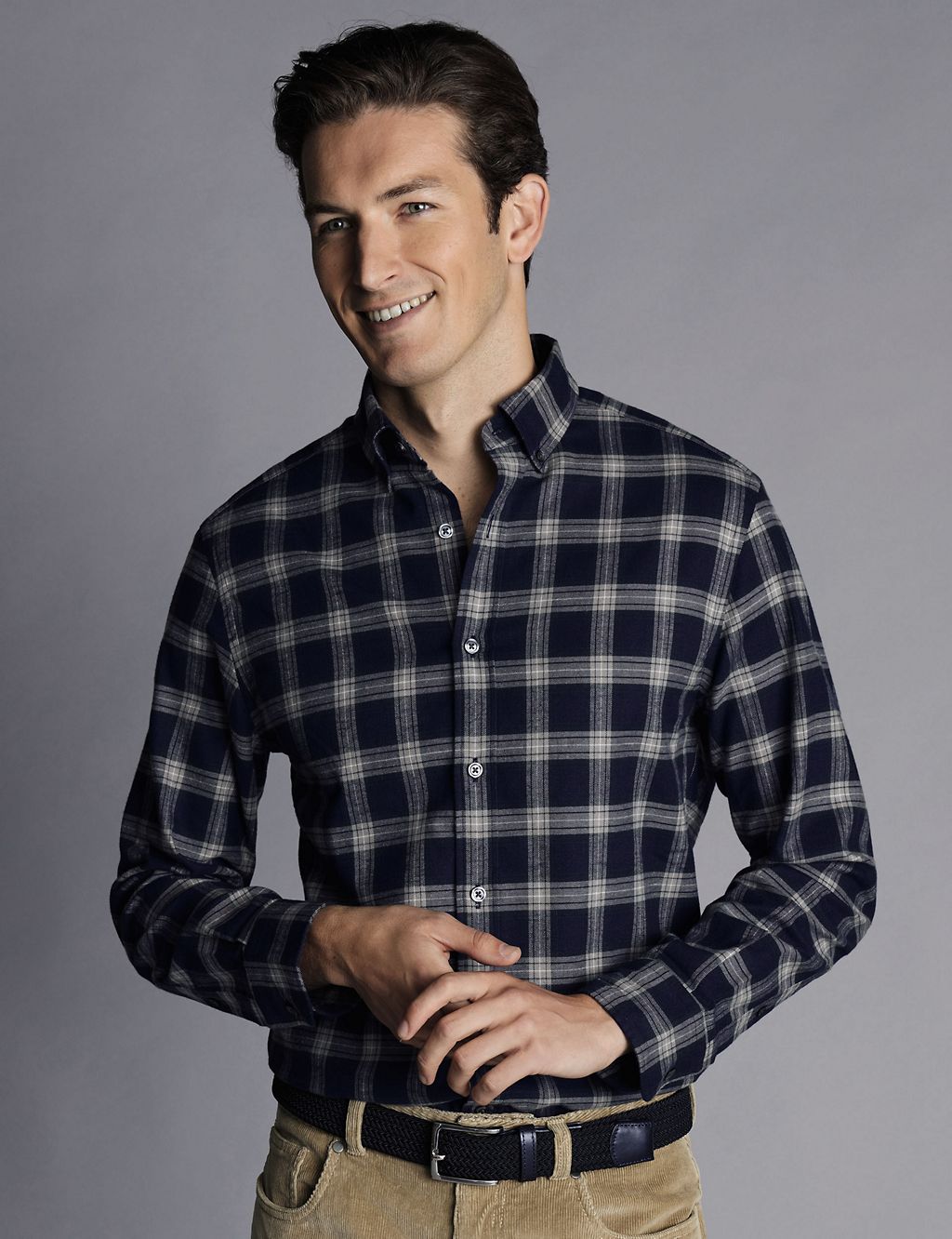 Slim Fit Brushed Cotton Check Flannel Shirt 3 of 6