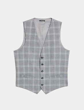 Slim Fit Check Stretch Waistcoat Image 2 of 8