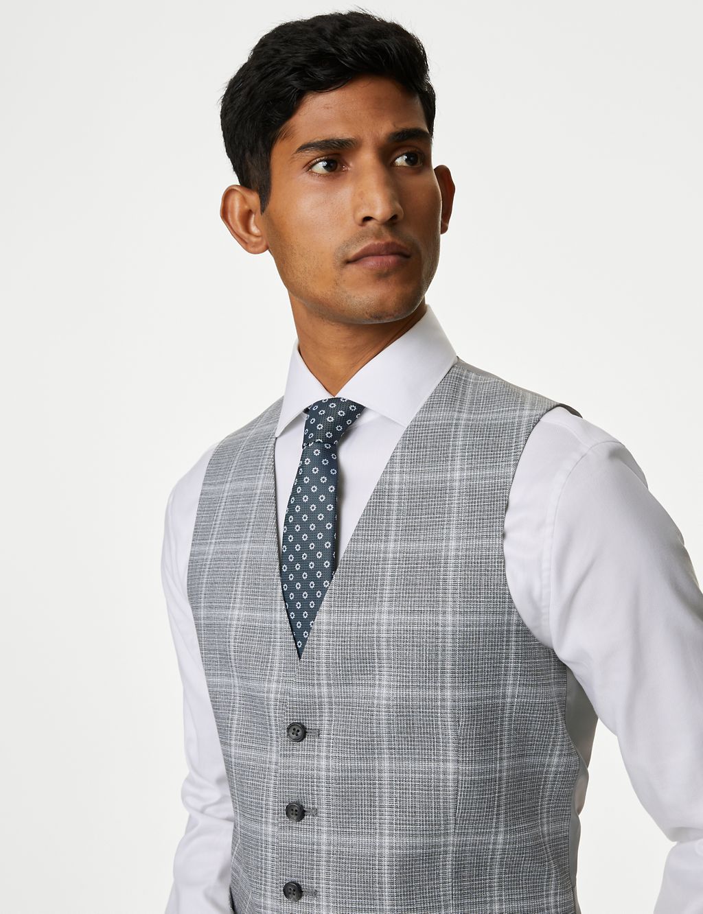 Slim Fit Check Stretch Waistcoat 2 of 8