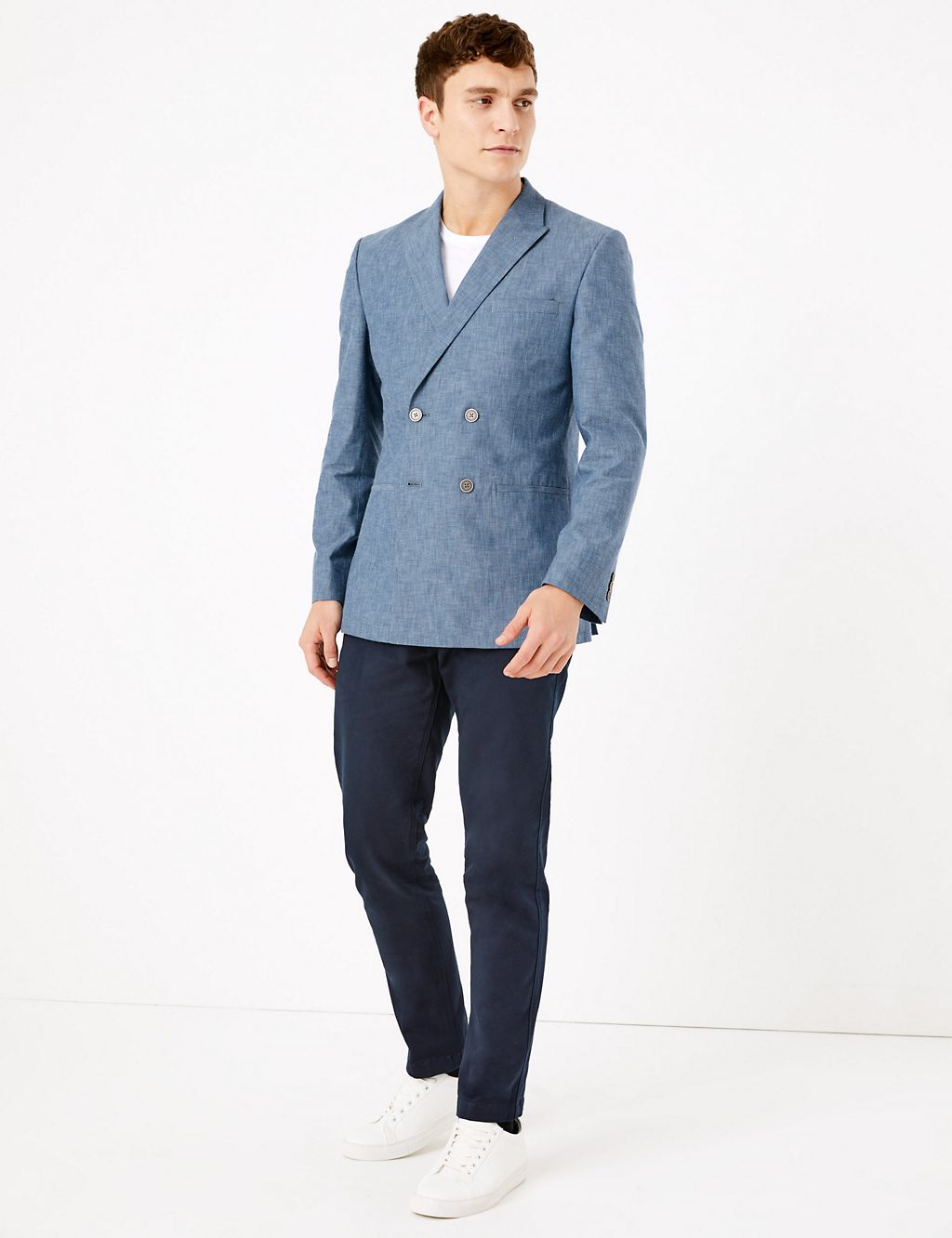 Slim Fit Cotton Double Breasted Jacket | M&S Collection | M&S