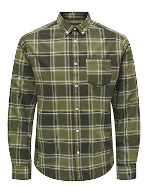 Slim Fit Cotton Rich Check Oxford Shirt Image 2 of 5