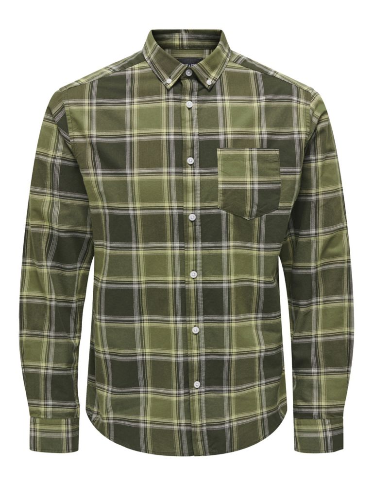 Slim Fit Cotton Rich Check Oxford Shirt 2 of 5