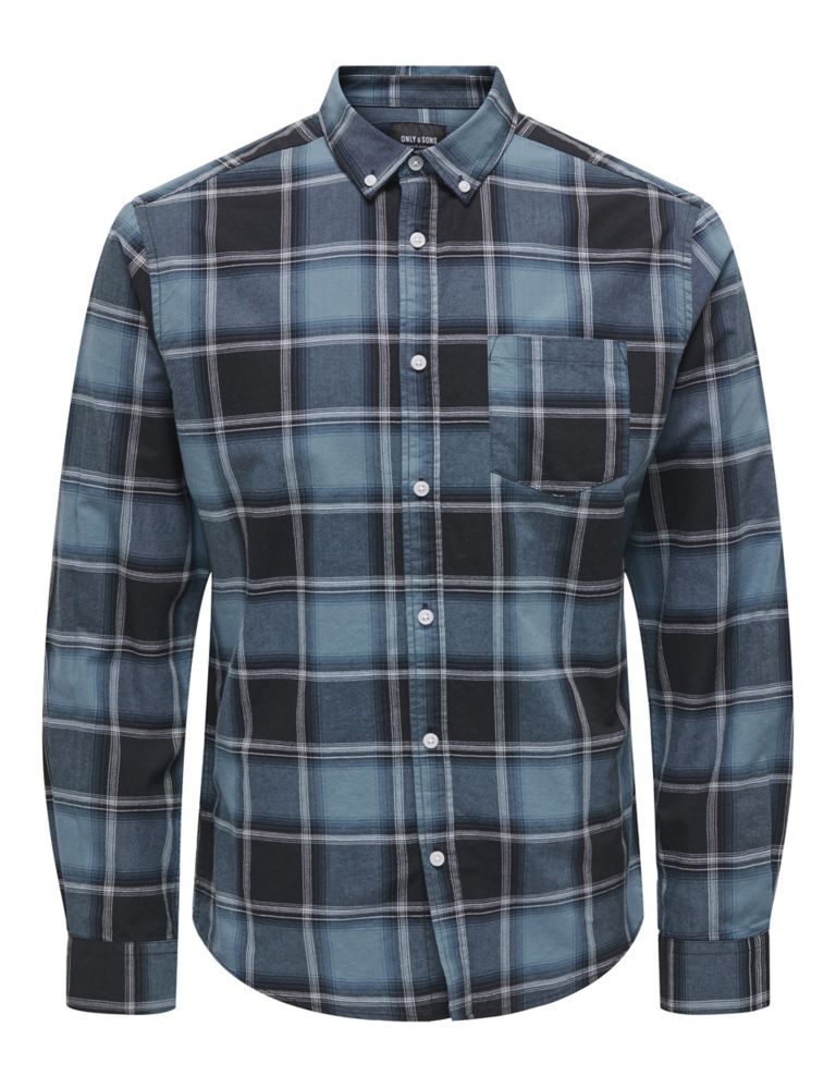 Slim Fit Cotton Rich Check Oxford Shirt 1 of 1