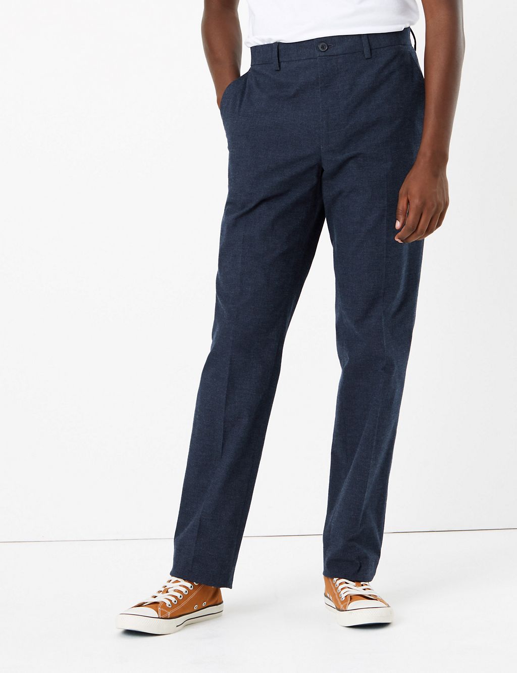 Slim Fit Cotton Rich Checked Trousers 2 of 6