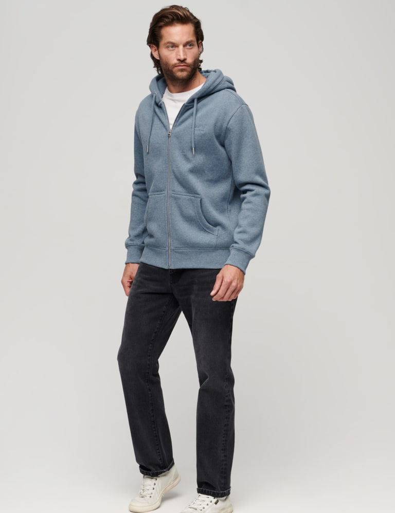 Slim Fit Cotton Rich Zip Up Hoodie Superdry M S