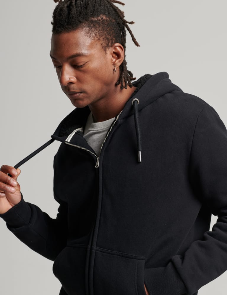 Slim Fit Cotton Rich Zip Up Hoodie