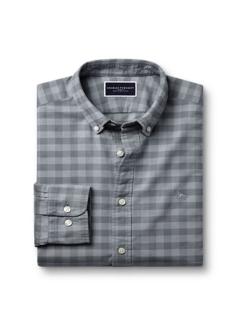 Slim Fit Cotton Stretch Check Oxford Shirt 2 of 6