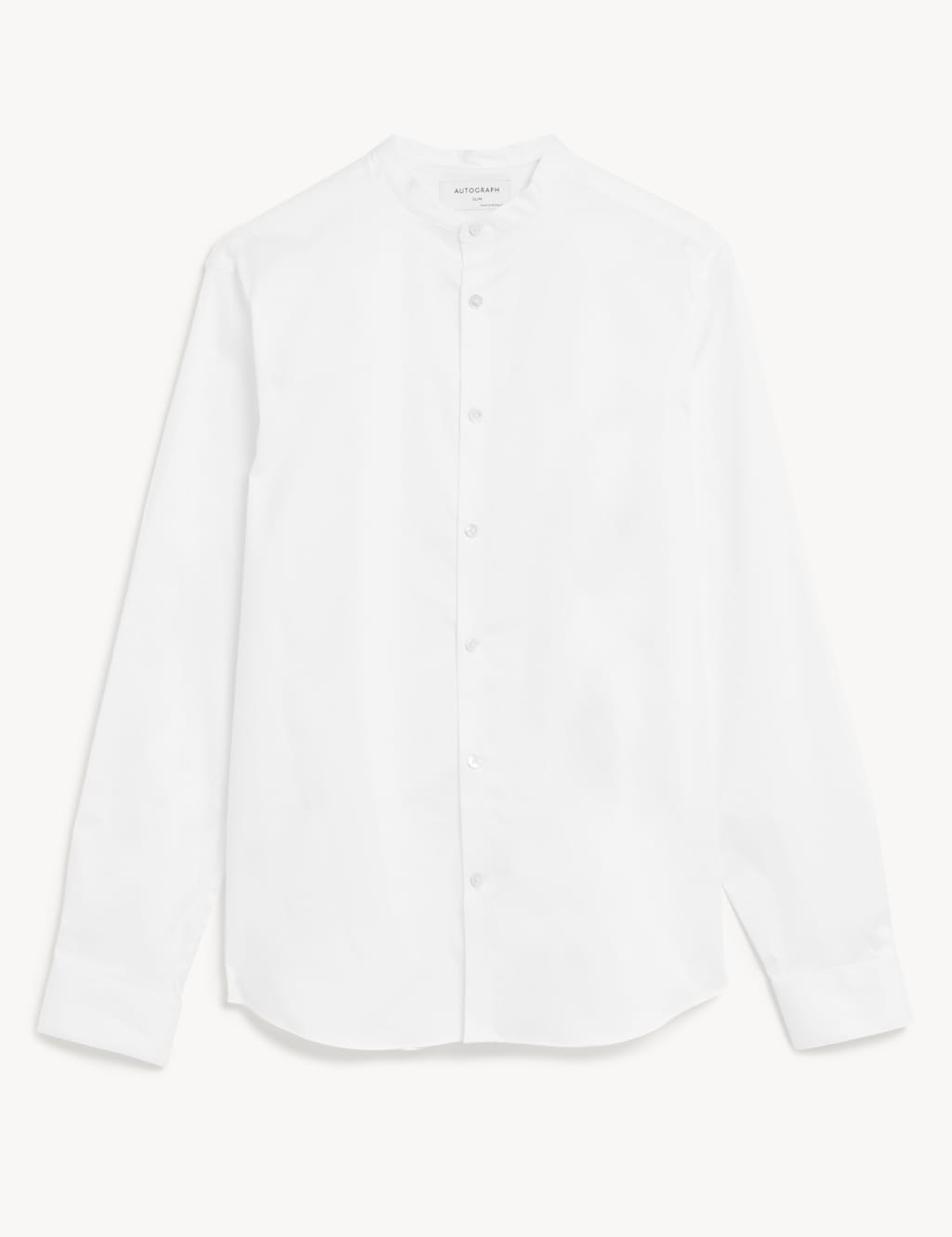 Slim Fit Cotton Stretch Grandad Collar Shirt 1 of 7