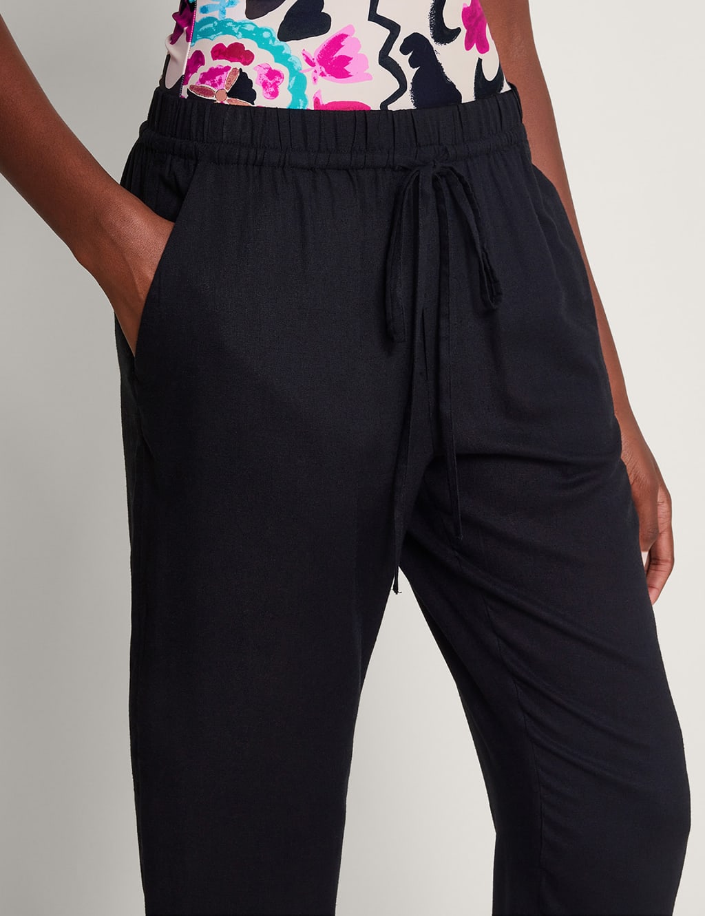 Slim Fit Cropped Trousers with Linen Monsoon M&S