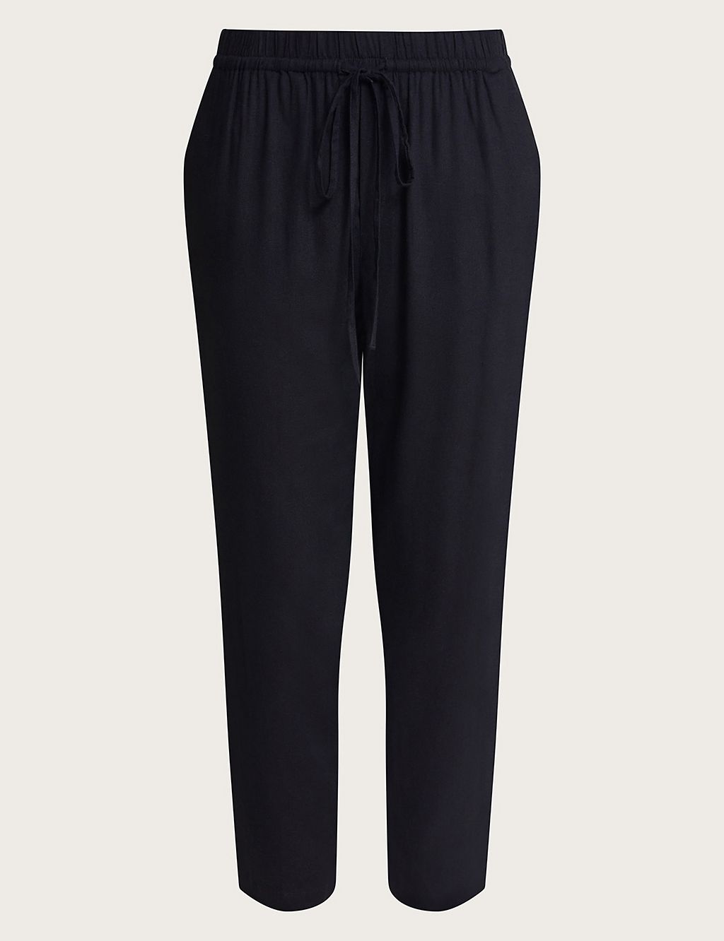 Slim Fit Cropped Trousers with Linen 1 of 5