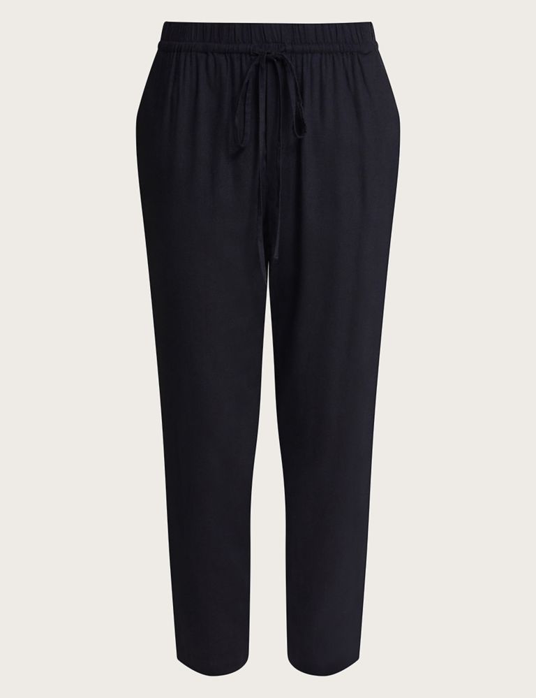 Slim Fit Cropped Trousers with Linen 2 of 5