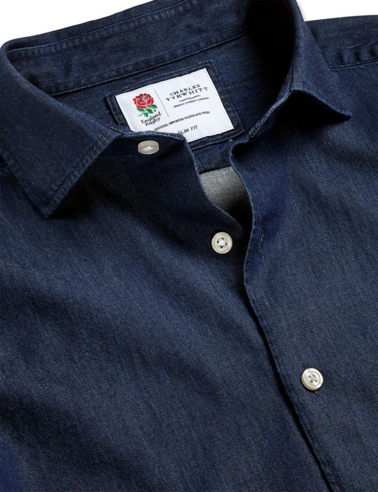 Charles Tyrwhitt Slim Fit Chambray Shirt, Indigo at John Lewis & Partners